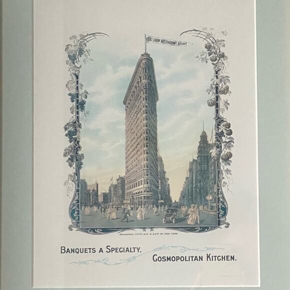 Framed Archival Print of Flat Iron Restaurant & Cafe New York 1905 Vintage Menu - Picture 3 of 12